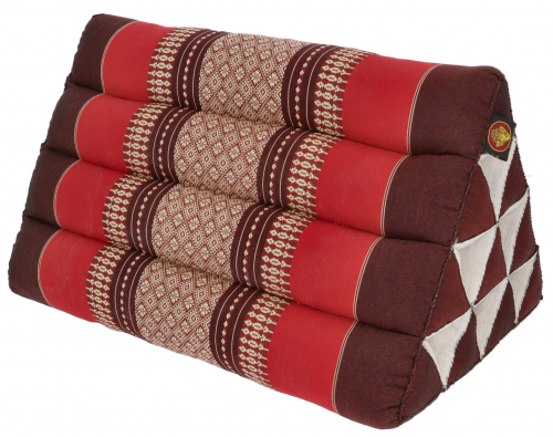 Triangle thai cushion, triangle cushion, kapok - wine red/red - 30x30x50 cm 