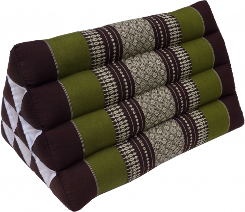Triangle Thai cushion, triangle cushion, kapok - brown/green - 30x30x50 cm 