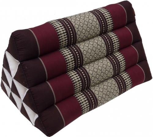 Triangle Thai cushion, triangle cushion, kapok - brown/wine red - 30x30x50 cm 