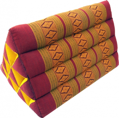 Triangle Thai cushion, triangle cushion, kapok - red/gold - 30x30x50 cm 