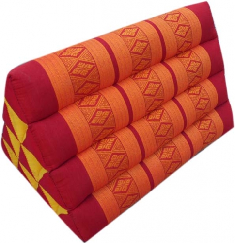 Triangle Thai cushion, triangle cushion, kapok - red/orange - 30x30x50 cm 