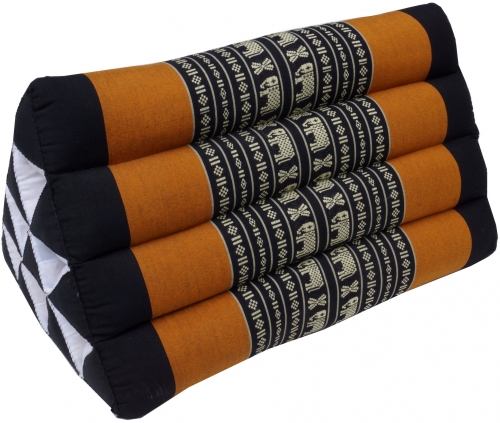 Triangle Thai cushion, triangle cushion, kapok - black/orange - 30x30x50 cm 