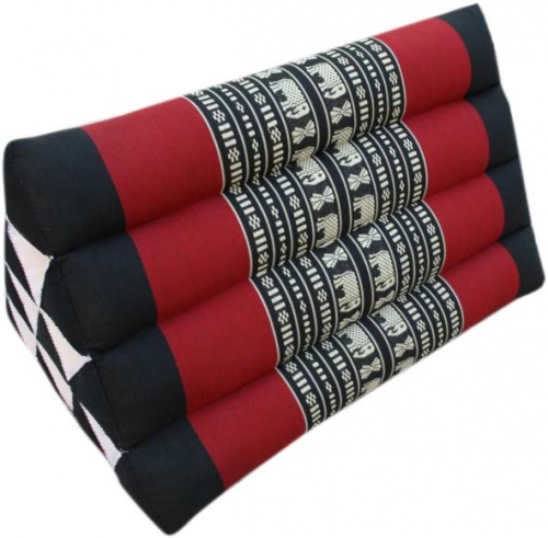 Triangle Thai cushion, triangle cushion, kapok - black/red - 30x30x50 cm 