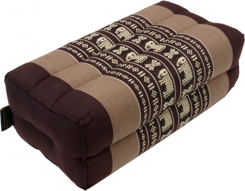 Meditation cushion, block cushion, square yoga support cushion, Thai neck support with kapok - elephant brown - 10x20x30 cm 