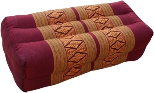 Meditation cushion, block cushion, angular yoga support cushion, Thai neck support with kapok - red/gold - 10x20x30 cm 
