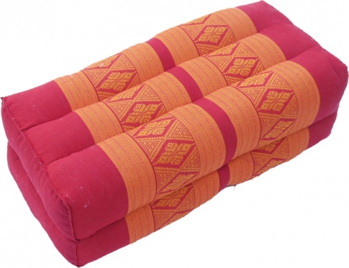 Meditation cushion, block cushion, angular yoga support cushion, Thai neck support with kapok - red/orange - 10x20x30 cm 
