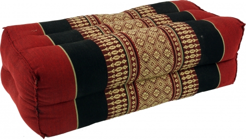 Meditation cushion, Thai neck support angular with kapok - red/black - 10x20x30 cm 