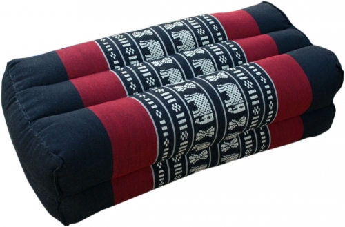 Meditation cushion, block cushion, square yoga support cushion, Thai neck support with Kapok - elephant black/red - 10x20x30 cm 