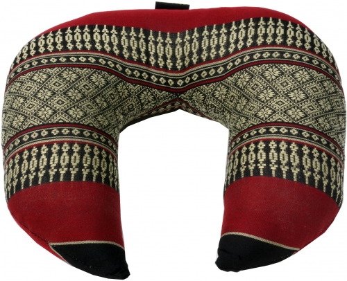 Neck pillows, semicircular Thai neckrest, square neck cushion with kapok - red/black/grey - 8x26x23 cm 