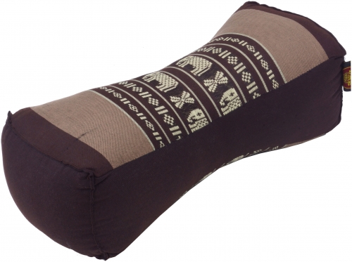 Neck cushion, neck support Thai cushion Kapok - elephant/brown - 11x14x32 cm 