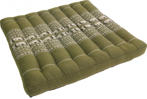Seat cushion, floor cushion, floor matThai, made of kapok, 50*50 cm - green