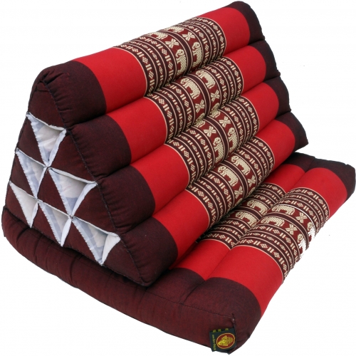 Thai pillow, triangular pillow, kapok, day bed with 1 cushion - brown/red - 30x50x75 cm 