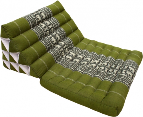 Thai pillow, triangular pillow, kapok, daybed with 1 cushion - henna green - 30x50x75 cm 