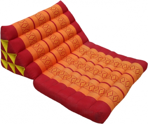 Thai cushion, triangular cushion, kapok, daybed with 1 support - red/orange - 30x50x75 cm 