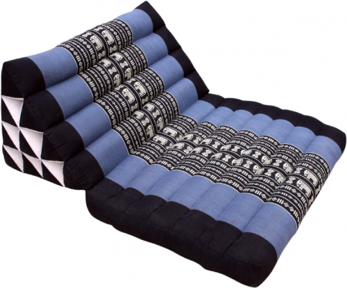 Thai pillow, triangular pillow, kapok, daybed with 1 support - black/blue - 30x50x75 cm 