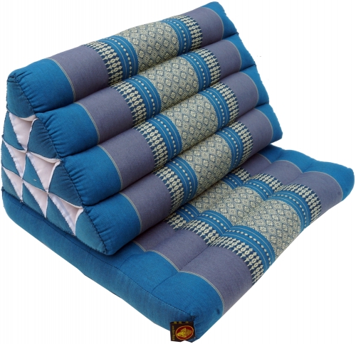 Thai cushion, triangular cushion, kapok, day bed with 1 overlay - turquoise/grey - 30x50x75 cm 