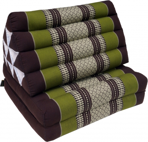 Thai pillow, triangular pillow, kapok, day bed with 2 pads - brown/green - 30x50x120 cm 