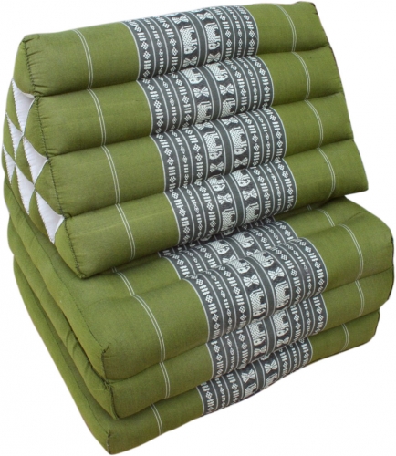 Thai pillow, triangular pillow, kapok, daybed with 3 covers - green - 30x50x160 cm 