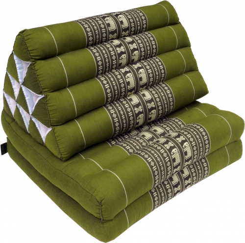Thai pillow, triangular pillow, kapok, day bed with 2 covers - henna green - 30x50x120 cm 