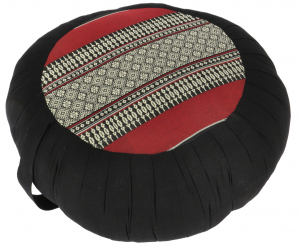 Round meditation cushion yoga cushion, seat cushion, floor cushion, decorative cushion - black/red - 20x35x35 cm Ø35 cm