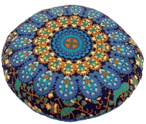 Flat Mandala Meditation Cushion, Yoga Cushion, Seat Cushion, Floor Cushion, Decorative Cushion - dark blue - 10 cm Ø40 cm