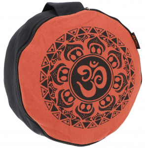 Yoga cushion, printed meditation cushion with spelt filling - black/rust orange - 15x25x25 cm Ø25 cm