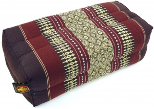 Meditation cushion, block cushion, square yoga support cushion, Thai neck support with kapok - brown - 10x20x30 cm 