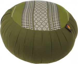 Round meditation cushion Yoga cushion, seat cushion, floor cushion, decorative cushion - green/grey - 20x35x35 cm Ø35 cm