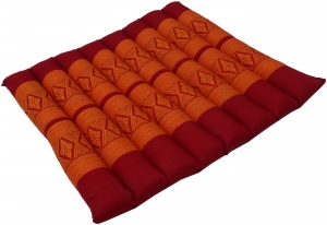 Thai chair cushion, floor cushion, seat pad made of Kapok, 35*40 cm - red/orange