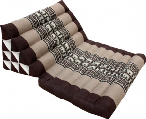 Thai pillow, triangular pillow, kapok, daybed with 1 support - Elephant brown - 30x50x75 cm 