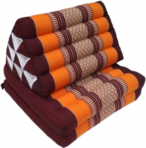 Thai pillow, triangular pillow, kapok, day bed with 2 pads - brown/orange - 30x50x120 cm 